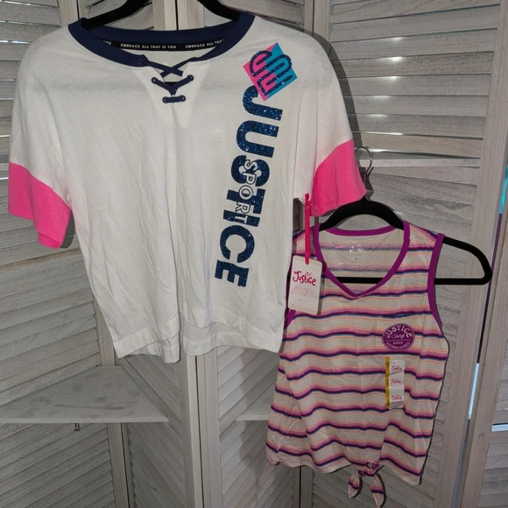 Justice Kids' Pink and White‎ Sporty Tops Set